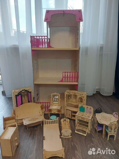 Кукольный домик для барби с мебелью