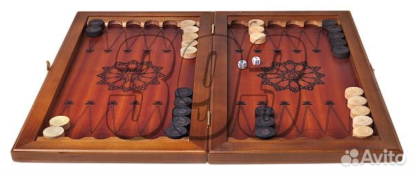 Нарды Цветок бронзовые (средние, кожа) (37797)