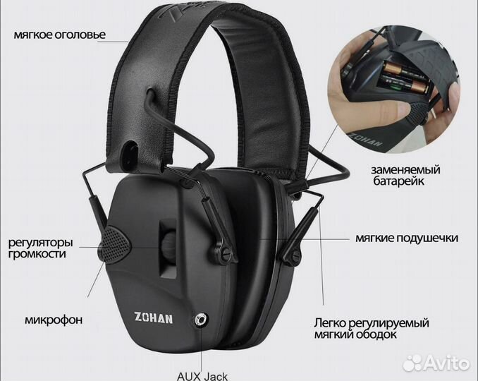 Тактические активные наушники zohan stereo кофр