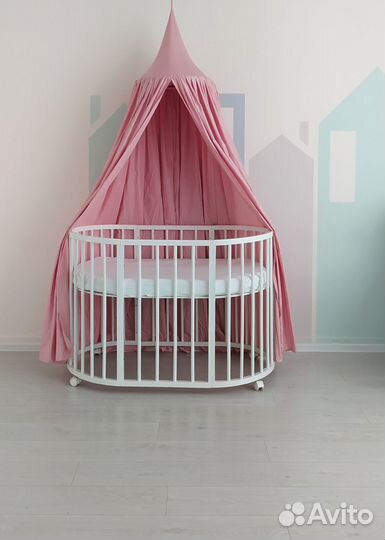 Пудровый балдахин на кроватку новый