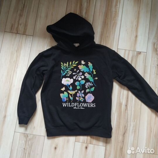 Черный худи для девочки h&m