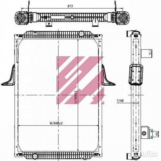 Радиатор Renault 968x698x48 (с рамкой)