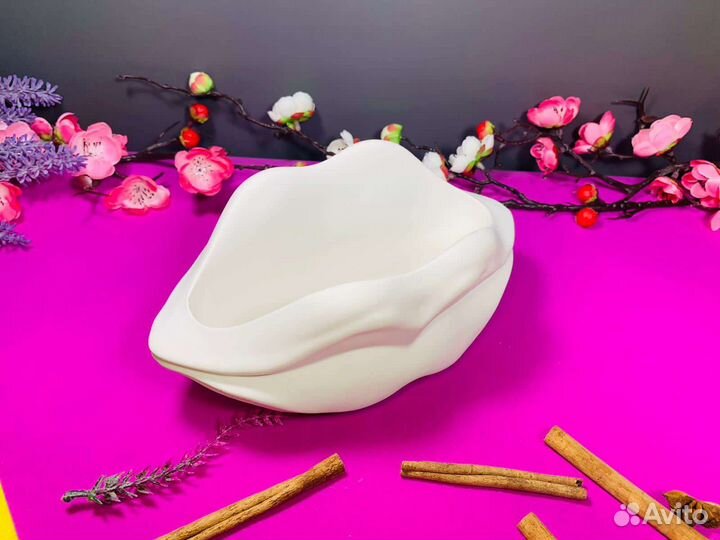 Силиконовая фoрма молд Кашпо Губы гипс