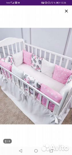Комплект в кроватку бортики подушки