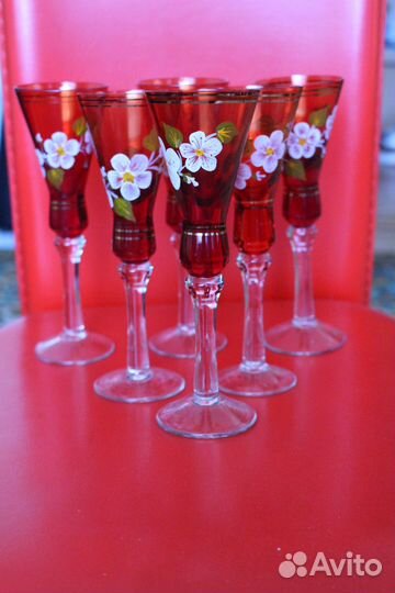 Набор 6 бокалов 18 см.Богемия Чехословакия. Новые