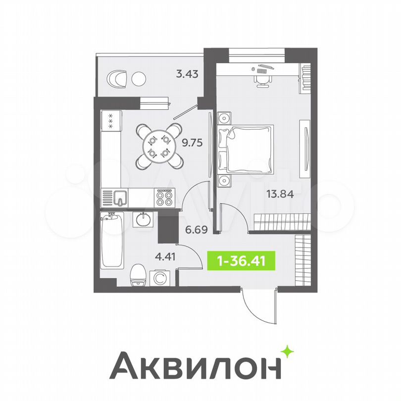 1-к. квартира, 36,4 м², 3/13 эт.