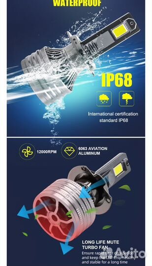 Светодиодные лампы led h7 150Вт