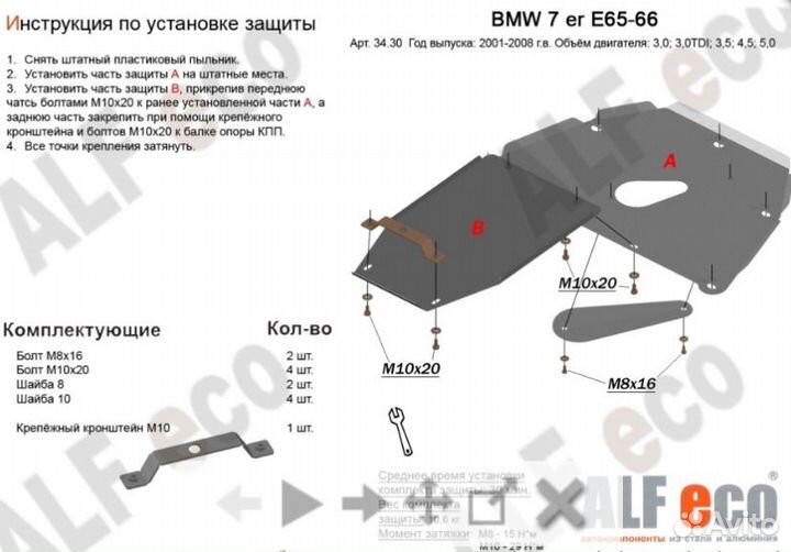 Защита двигатель и кпп для BMW