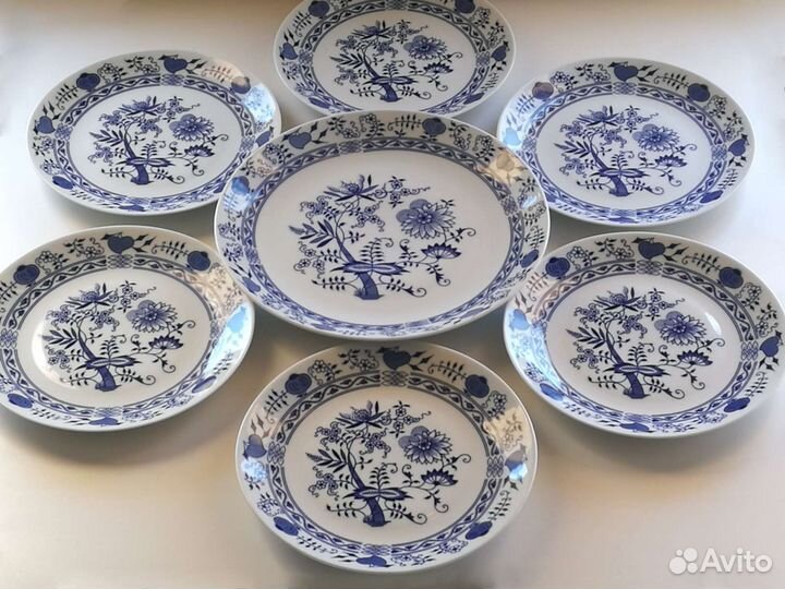 Тарелка блюдо Синий лук Чехословакия Богемия