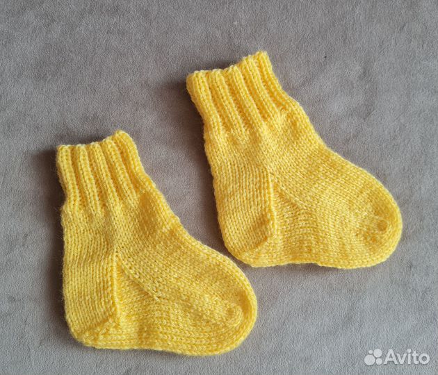 Вязаные носки детские 0-6, 9-12 мес