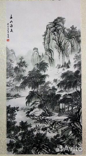 Панно Пейзаж китайская живопись, 95см. SO70 ru*102