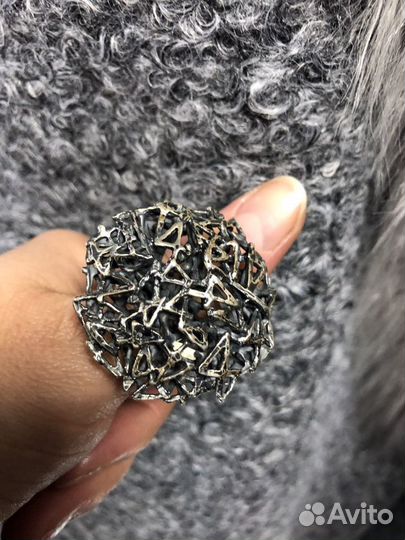 Кольцо дищайнерское из черненого черебра