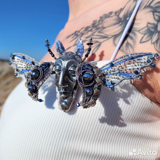 Броши Жук и Мотылек ручной работы