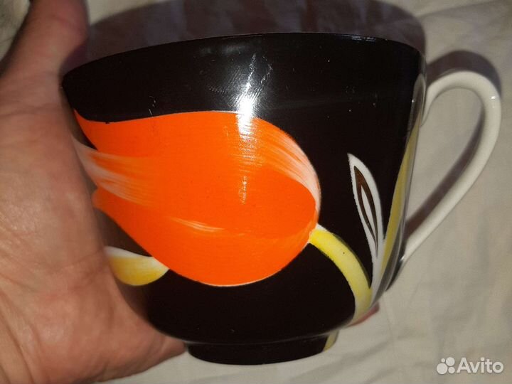 Чашка блюдце Тюльпан Кобальт Блюдо Киса СССР Винта