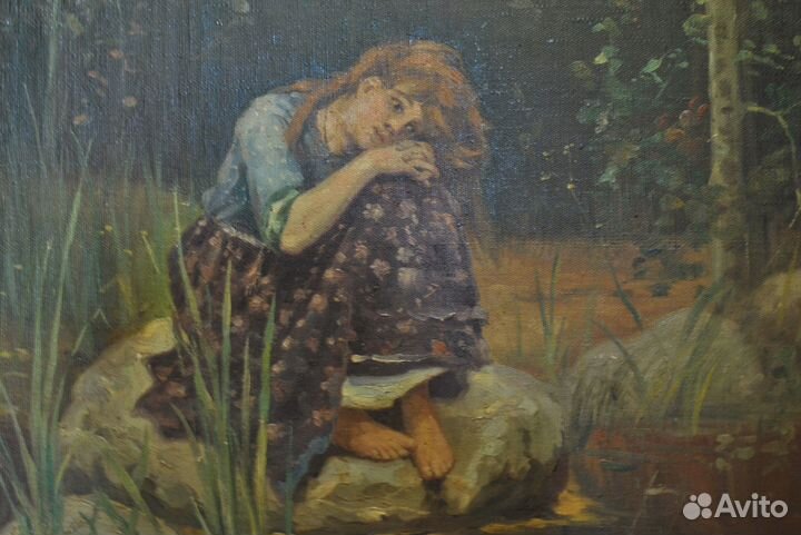 Картина маслом На Холсте Аленушка 1950 е