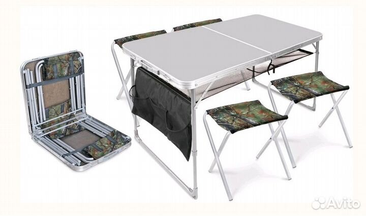 Комплект мебели складной,стол с полкой+4стула