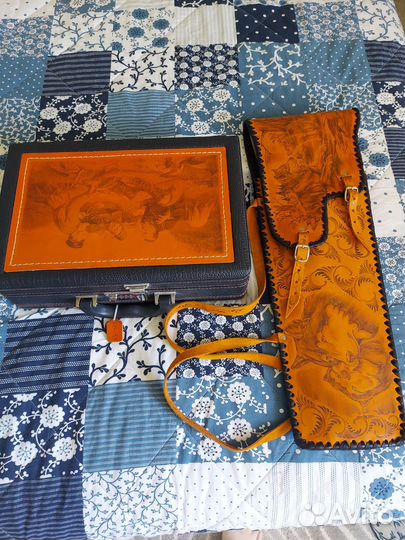 Набор для пикника,подарочный, натуральная кожа