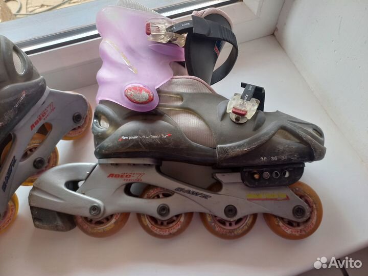 Коньки роликовые 32-38 р-р, защита