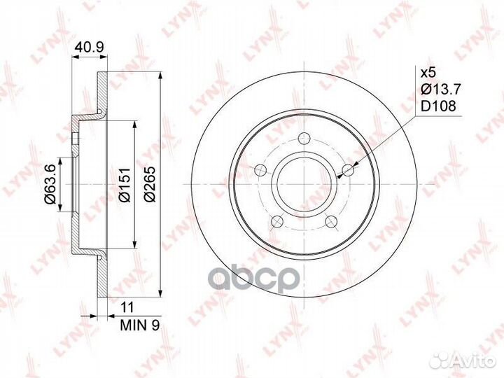 Диск тормозной зад BN1018 lynxauto