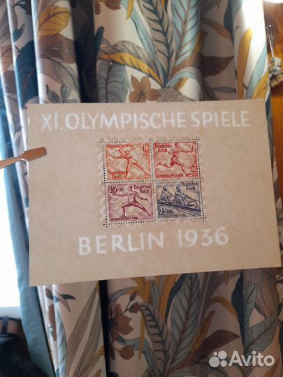 Почтовый блок Германия 1936 год