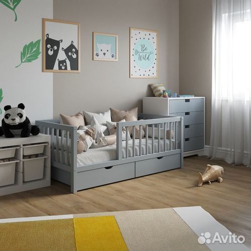 Кроватка детская с бортиком сингл из натурального