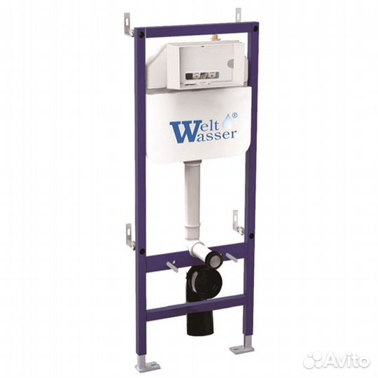 Унитаз с инсталляцией WeltWasser bamberg 460+hofbach 041 GL-WT+bamberg CR белый/кнопка хром, безобод