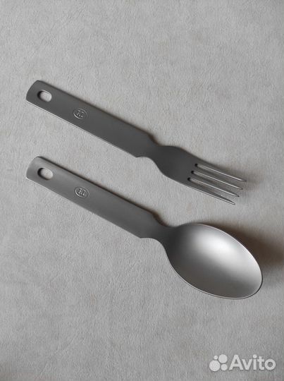Титановая ложка, вилка, набор титановый