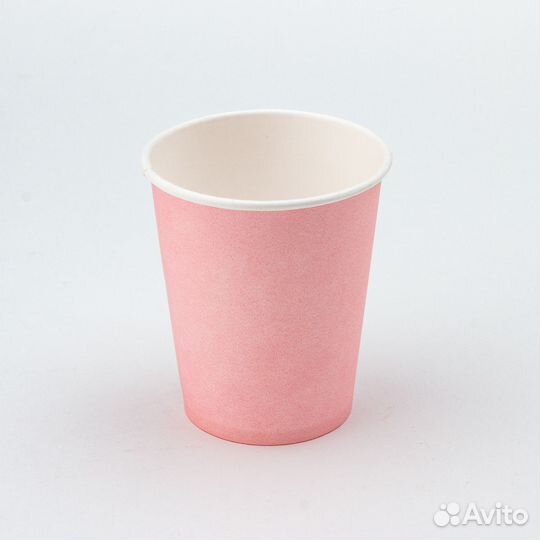 Стакан картонный 250мл 1-сл. розовый d80мм