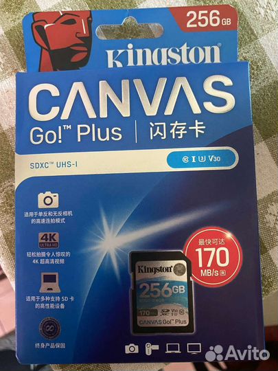 Карта памяти SD Kingston Canvas Go Plus 256 GB new
