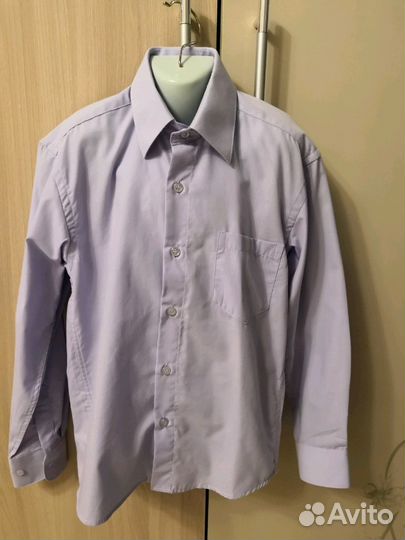 Рубашка синяя, лиловая р. 116-122