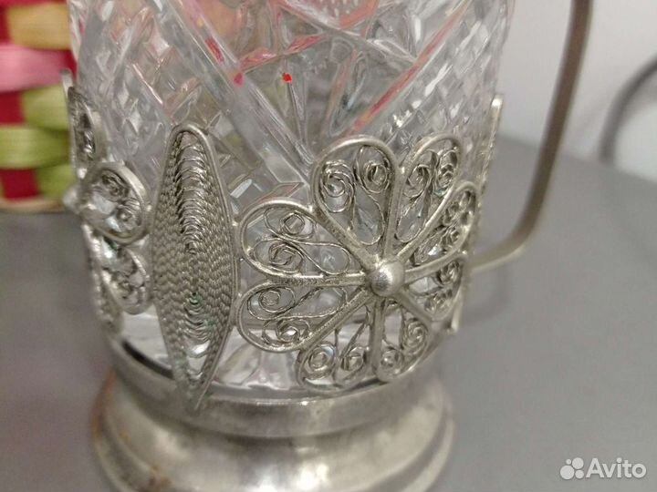 Подстаканники ссср, с хрустальными стаканами