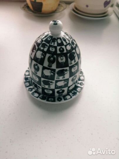 Лимонница принт барашки цвет черно белый