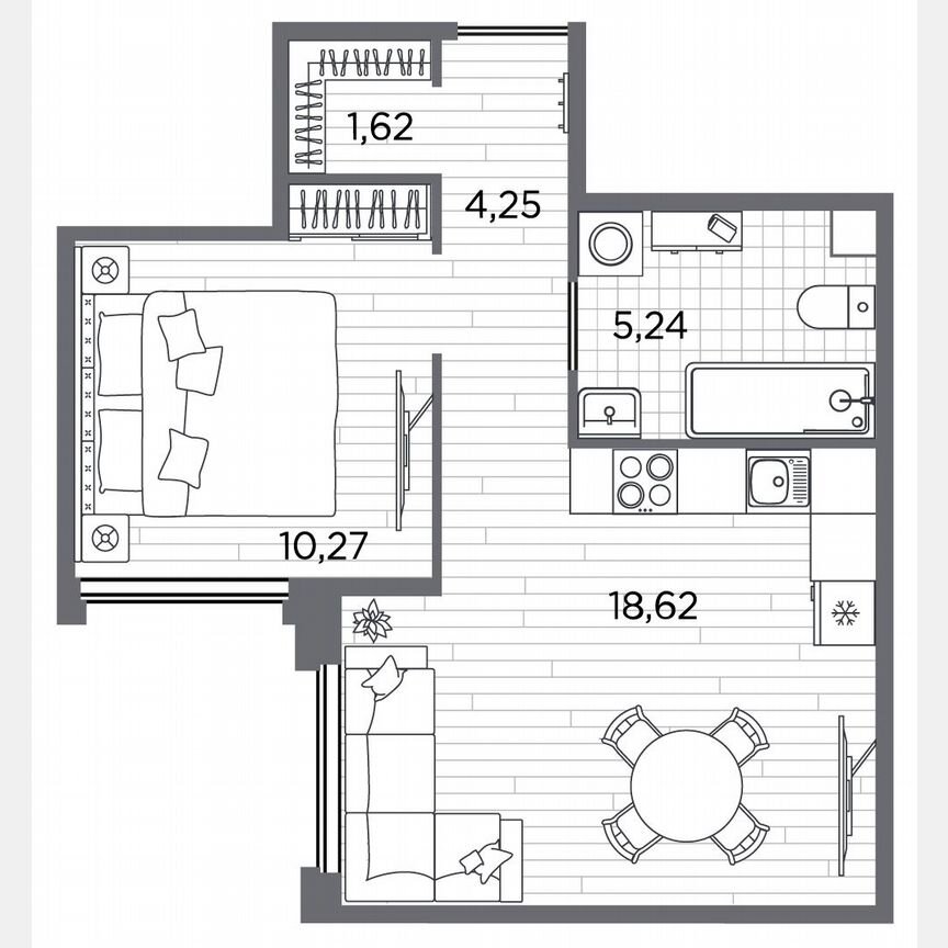 1-к. квартира, 40 м², 4/5 эт.