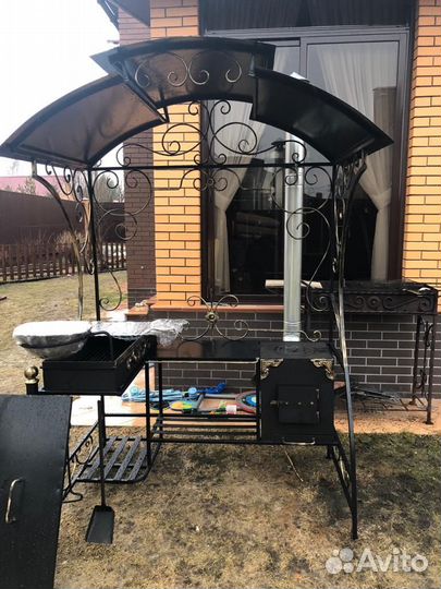 Кованый мангал с печкой