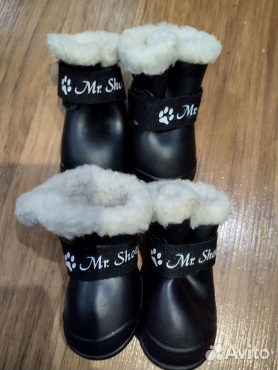 Ботинки резиновые с мехом на липучках для собак