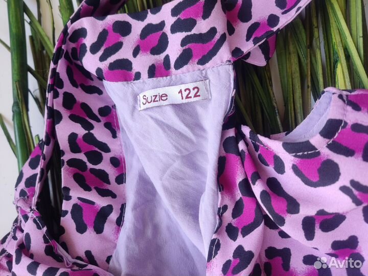 Платье для девочки 122 леопард розово-сиреневое