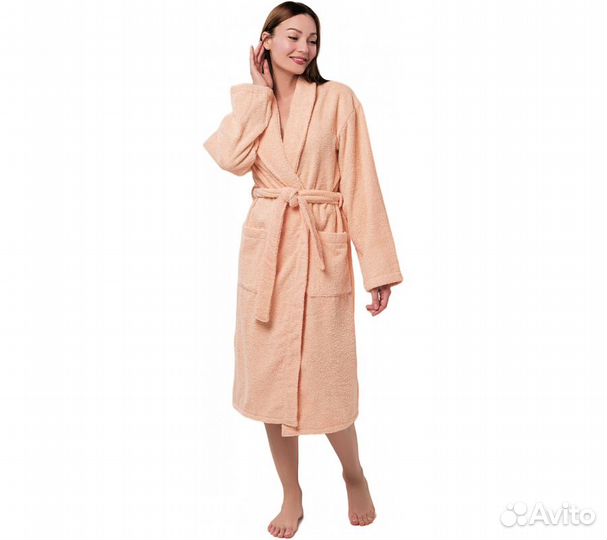 Халат махровый Home One, размер 52, персиковый