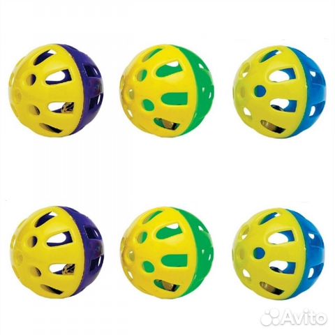 Шарик с бубенчиком для кошек 6 шт