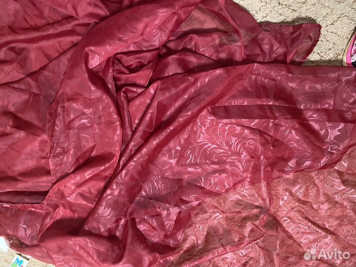 Тюль новый бордовый h2,6 м; ширина3 м