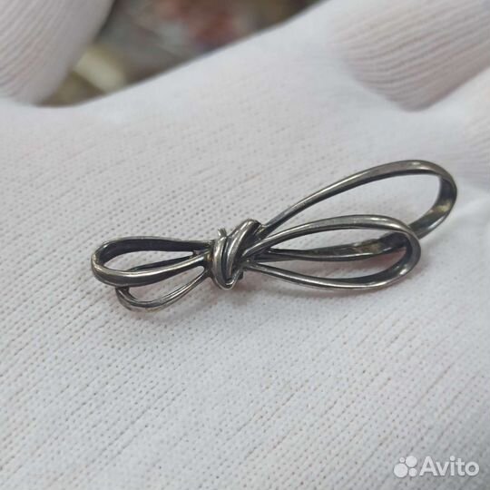 Серебряная Брошь Бантик 925 Проба Серебро Ретро