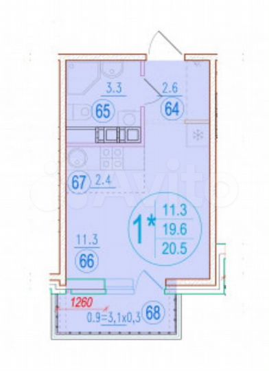 Квартира-студия, 21 м², 9/9 эт.