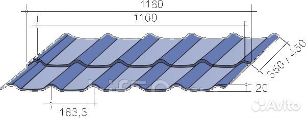 Металлочерепица Монтеррей, толщ. 0,5мм, м2