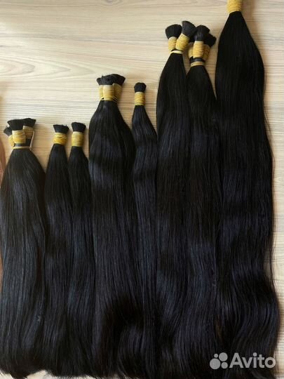 Волосы для наращивания чёрные 1b натуральные