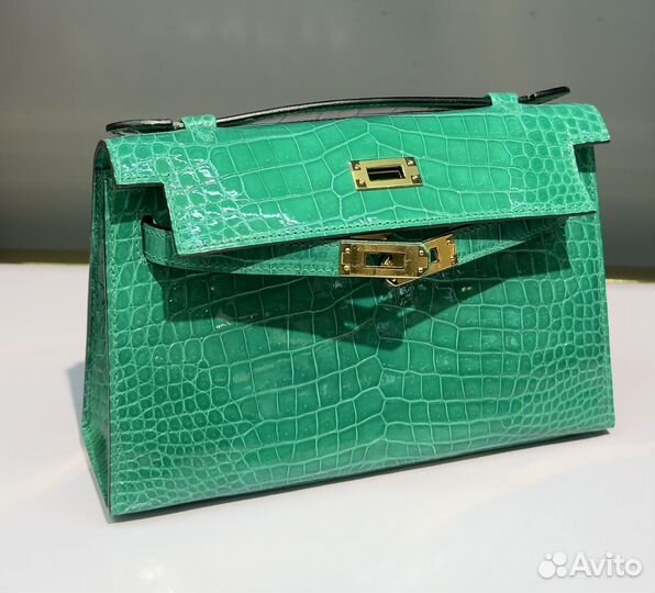 Сумка Hermes Kelly Pochette зеленая