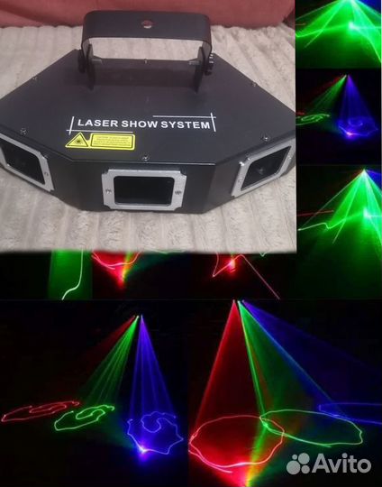 Трехголовый лазерный светильник rgв