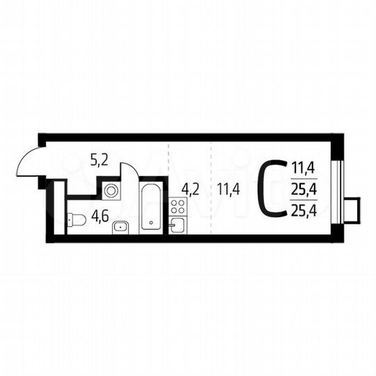 Квартира-студия, 25,4 м², 8/14 эт.