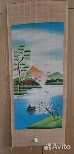 Панно настенное, бамбук СССР, Дерево в горшке