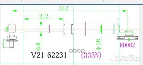 Амортизатор багажника jett V21-62231 V21-62231