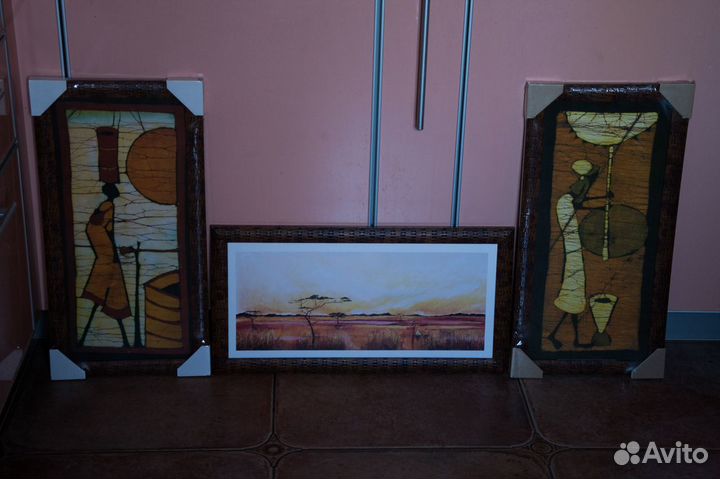 Постер в раме триптих этномотив