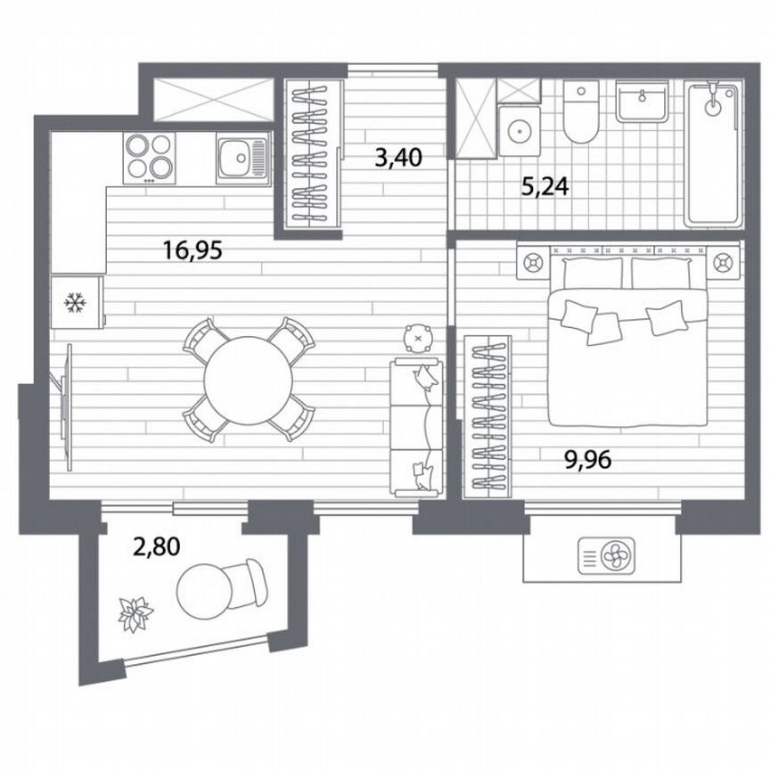 1-к. квартира, 36,4 м², 8/13 эт.